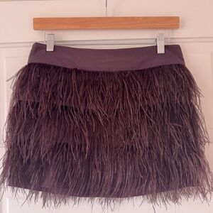 Club Monaco // Ostrich Plume Mini Skirt // Wine // 0